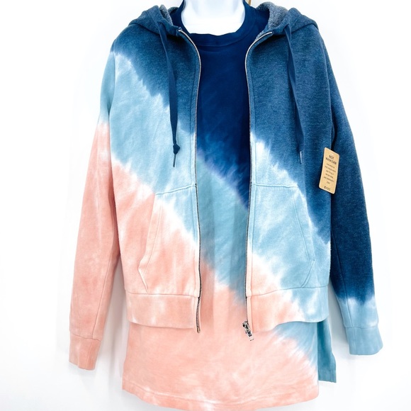 👚💙VS PINK ENSIGN CAMPUS STATIC TIE DYE LOUNGE ZIP UP HOODIE Size Med NWT - Picture 7 of 12